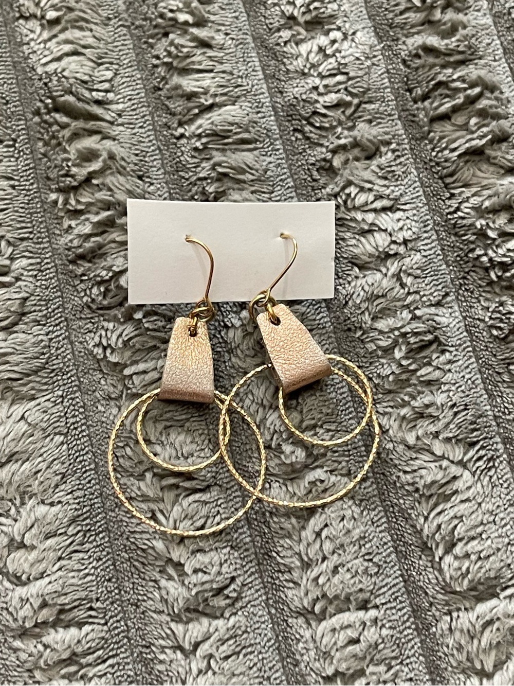 Gold and Light Pink Double Hoop Dangle Earrings